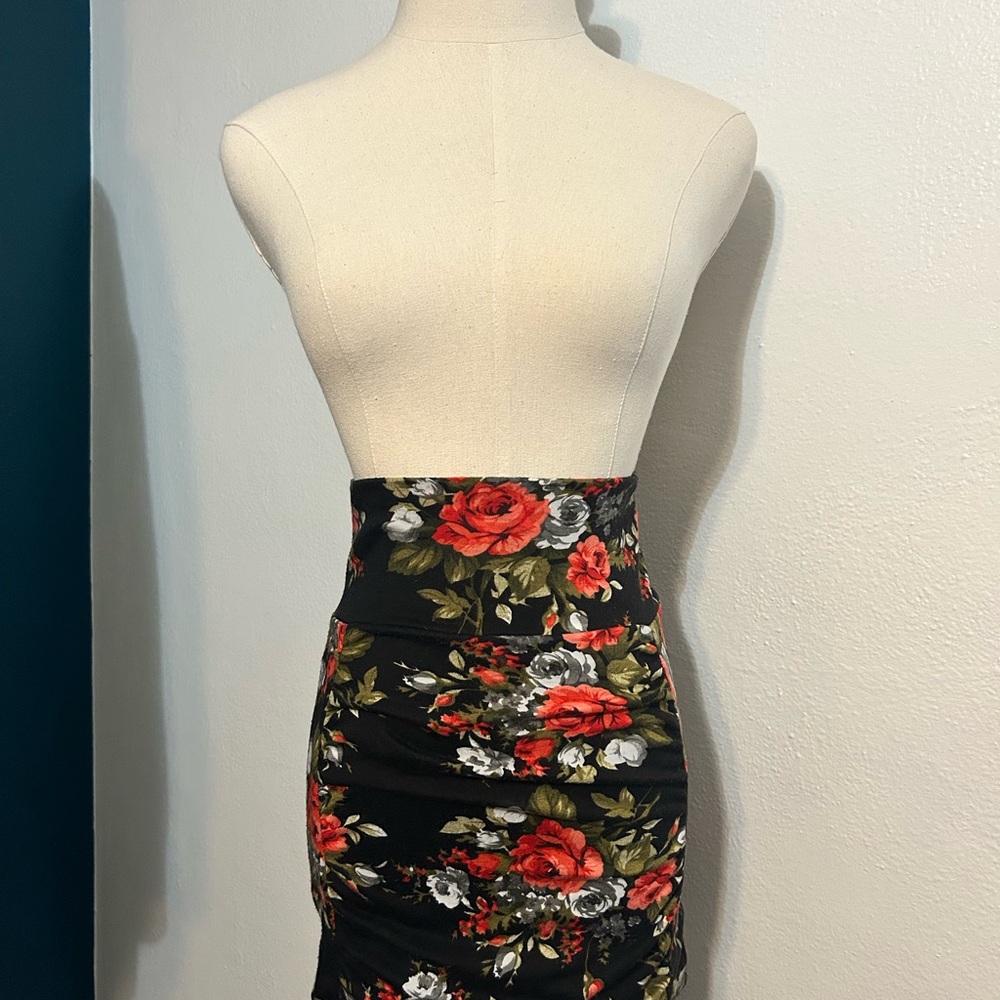 Free People Black Floral Mini Skirt